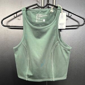 UpWest Go Scoop neck, rib knit, stretch, crop tank top, jade green